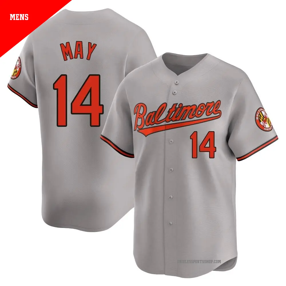 Men s 14 Lee May Baltimore Orioles Gray Limited Road Jersey