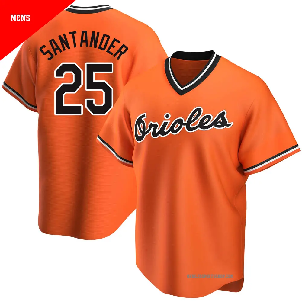 Men s 25 Anthony Santander Baltimore Orioles Orange Replica Alternate Cooperstown Collection Jersey