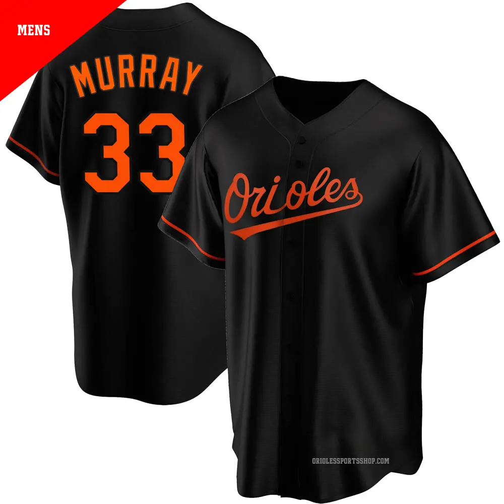 Men's ＃33 Eddie Murray Baltimore Orioles Black Replica Alternate Jersey