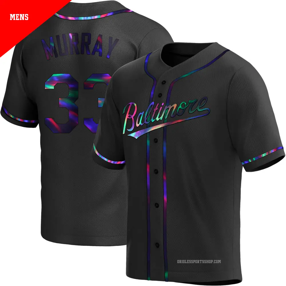 Men's ＃33 Eddie Murray Baltimore Orioles Black Replica Holographic Alternate Jersey