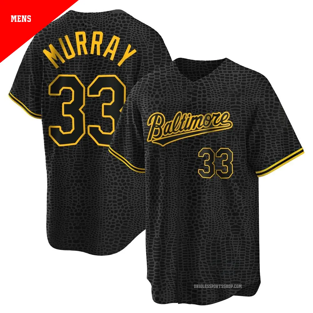 Men's ＃33 Eddie Murray Baltimore Orioles Black Replica Snake Skin City Jersey