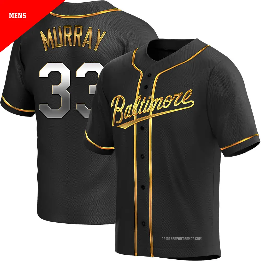 Men's ＃33 Eddie Murray Baltimore Orioles Gold Replica Black en Alternate Jersey