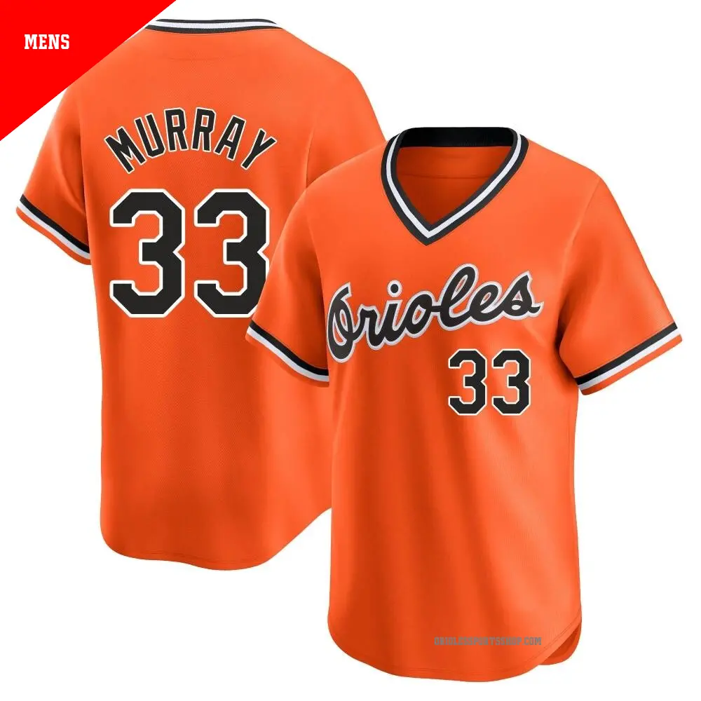 Men's ＃33 Eddie Murray Baltimore Orioles Orange Limited Cooperstown Collection Jersey