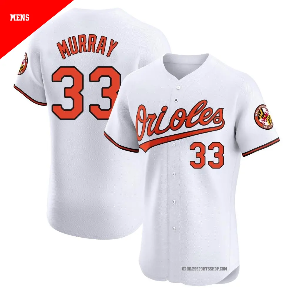 Men's ＃33 Eddie Murray Baltimore Orioles White Elite Home Jersey