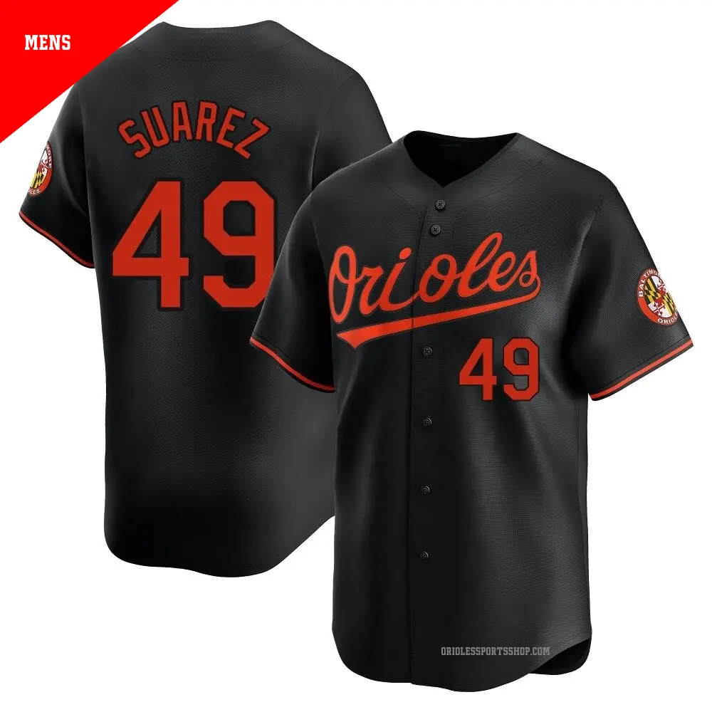 Men s 49 Albert Suarez Baltimore Orioles Black Limited Alternate Jersey