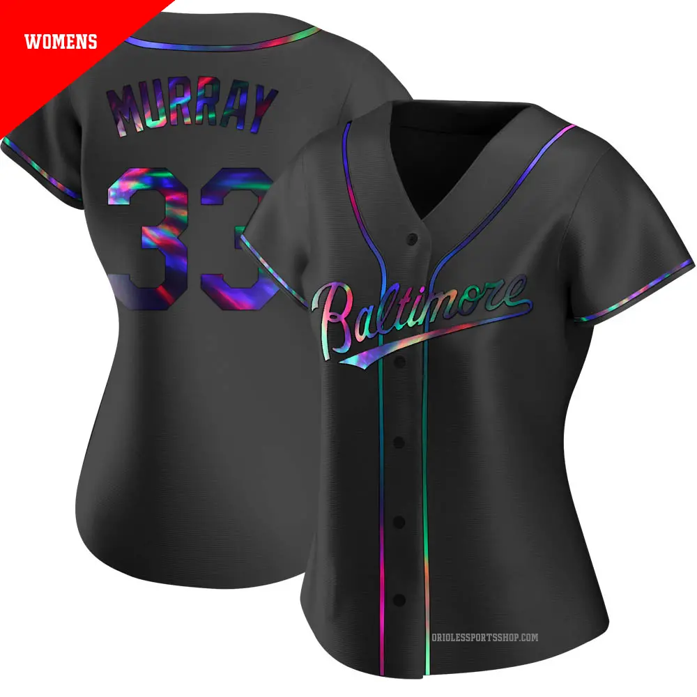 Women's ＃33 Eddie Murray Baltimore Orioles Black Replica Holographic Alternate Jersey