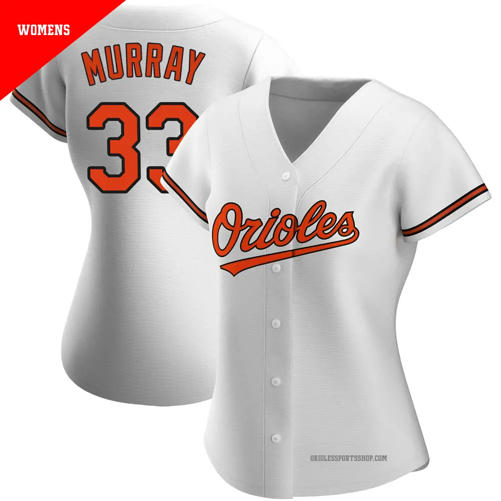 Women's ＃33 Eddie Murray Baltimore Orioles White Authentic Home Jersey