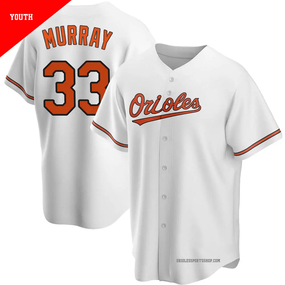 Youth ＃33 Eddie Murray Baltimore Orioles White Replica Home Jersey